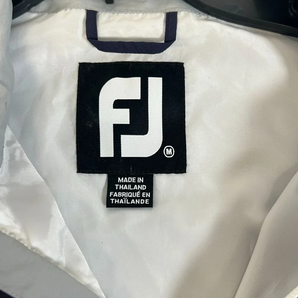 FootJoy Troon Mens Golf Windbreaker Jacket Navy‎ & Gray White Zipper Lightweight
